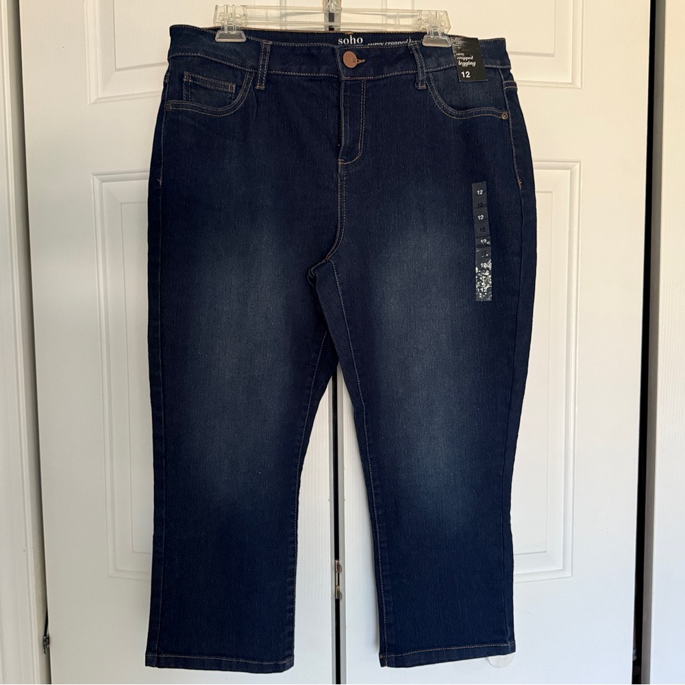 NY&Co Soho Curvy Cropped Leggings, Denim, Size 12